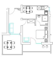 Apartment mit 1 Schlafzimmer und Balkon