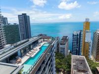 Studio com Rooftop e Piscina com vista para a Baia de Todos os Santos, Portaria 24 Hr, Estacionamento, Wi-fi 433Mbps, Cozinha Compacta, a poucos metros da praia, do Farol da Barra, do Pelourinho e a poucos passos do Circuito do Carnaval - Ferienwohnung Salvador