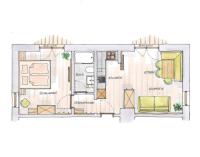 Apartment mit 1 Schlafzimmer und Balkon