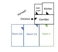 Einzelzimmer für bis zu 2 Personen - 4 OG - B&B Duisburg