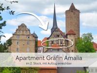 Amalias Burgwohnung - stilvolles Apartment mit Aufzug & Garten in der Hinterburg Schlitz - 2 Schlafzimmer, Parkplatz, Historisches Flair für Paare & Ruhesuchende - Ferienwohnung Schlitz