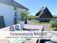 Ferienwohnung Wasser Rügen - Meerblick & Dachterrasse, Sauna, ruhig & naturnah, 200 m zur Ostsee - Ferienhaus Elements - Chambres d'hôtes Dranske