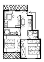 Apartment mit 2 Schlafzimmern und Balkon