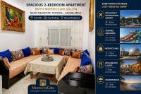 Spacious 2BR Apartment with Moroccan Salon near Aquaparc Tamaris Casablanca - Chambres d'hôtes Casablanca