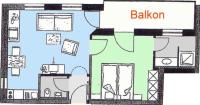 Apartment mit Balkon