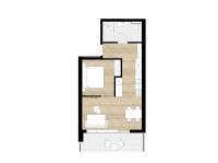 Apartamento de 1 dormitorio con balcón
