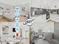 BAT Home Solutions Saarburg Altstadt - alles was ein Hotel nicht bietet - 3 Apartments 45 bis 75 qm für bis zu 12 Personen - direkt unter der Burg - 2 Min zur Altstadt - Weinbergblick und Heimkino - B&B Saarburg