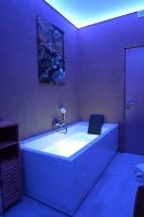 Zimmer mit Queensize-Bett und Whirlpool-Badewanne