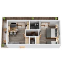 Appartamento con 1 Camera da Letto, Balcone e Vista Montagna 