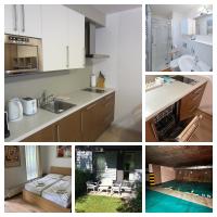 Family studio Resident s terasou, garáží, kuchyní s myčkou, vhodné i pro rodiny s dětmi, u sjezdovky pro děti, bobové dráhy, FREE Garage, FREE WIFI, TV, výhled do zahrady s posezením na terase, dětské hřiště v areálu - B&B Harrachov