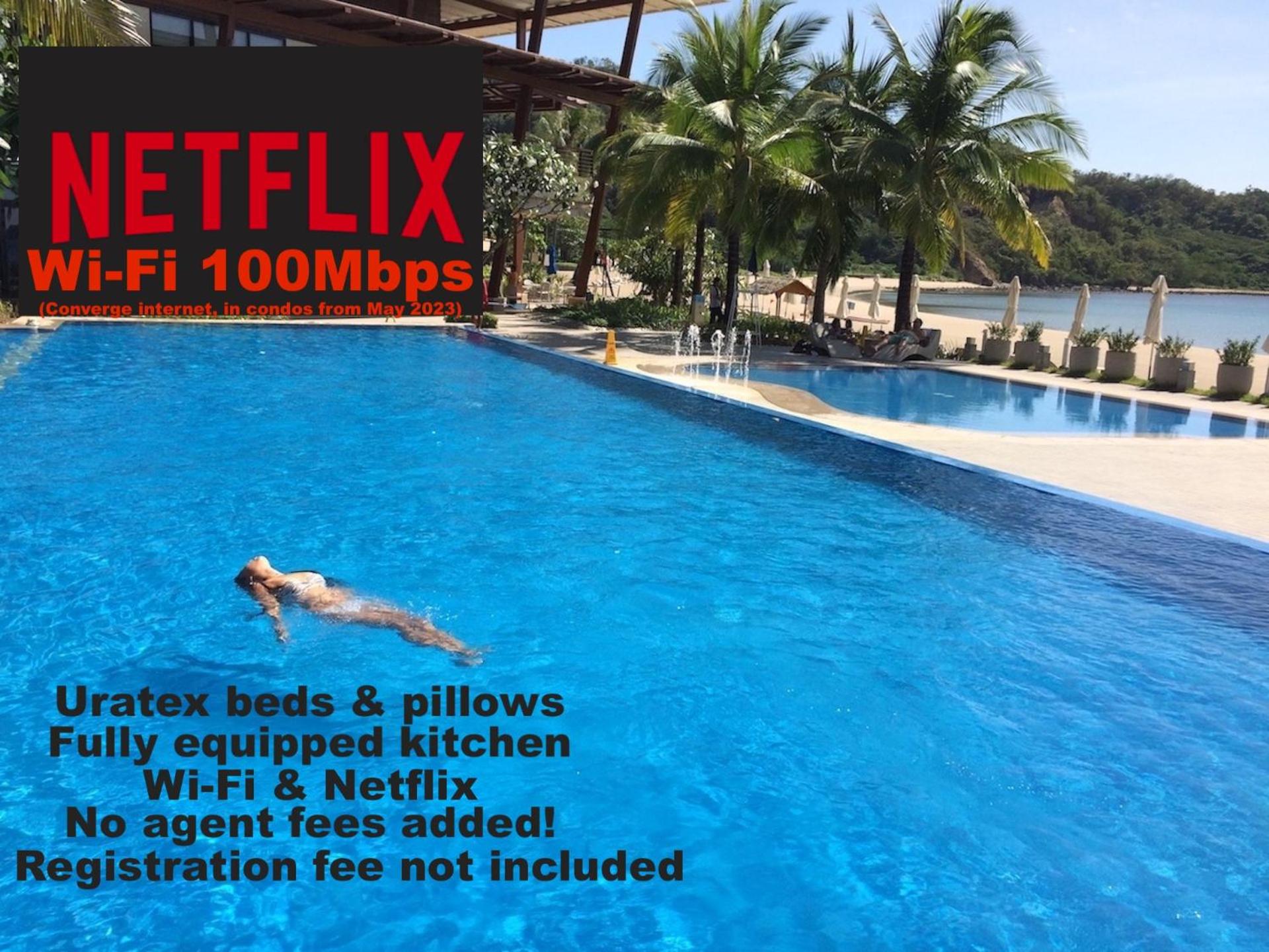 Beach condos at Pico de Loro Cove - Wi-Fi & Netflix, 42-50''TVs with Cignal cable, Uratex beds & pillows, equipped kitchen, balcony, parking - guest registration fee is not included