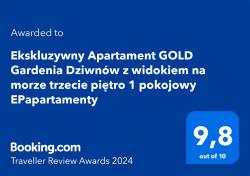 noclegi Dziwnów Ekskluzywny Apartament GOLD Gardenia Dziwnów z widokiem na morze trzecie piętro 1 pokojowy EPapartamenty