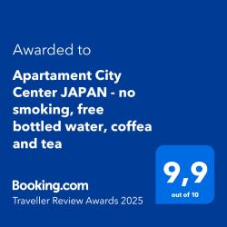 noclegi Koszalin Apartament City Center JAPAN - no smoking, free bottled water, coffea and tea