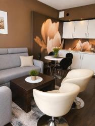 noclegi Kołobrzeg Apartament prywatny salon z aneksem kuchennym, sypialnią w hotelu DIVA