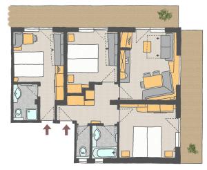 Three-Bedroom Apartment A room in Appartements Aurikel Corso