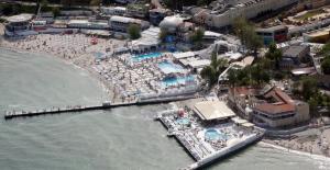 АРКАДИЯ Студия с балконом Частичный вид моря Первая линия от моря