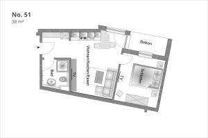 One-Bedroom Apartment with Balcony - 42RB51 room in Min Hüsung by Rujana