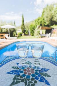 Exclusive beautiful pool house surrounded by greenery, modern, luxury finishes