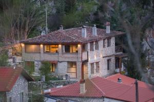 Stone house on the rock Parnassos Greece