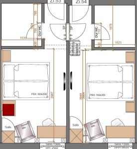 Two Rooms with connected door room in Hotel Azenberg