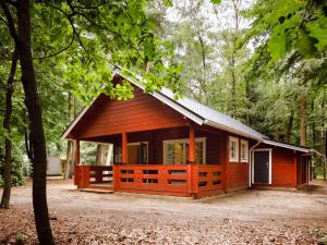 Cozy, wooden lodge with a veranda, located in the Veluwe