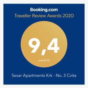 Sesar Apartments Krk - No. 3 Cvita 