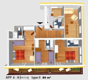 Three-Bedroom Apartment room in AppartChalet LA RONDULA