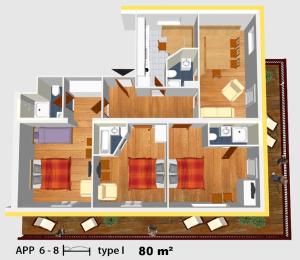 Three-Bedroom Apartment room in AppartChalet LA RONDULA