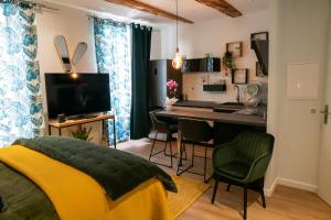 Appartements studio coeur de ville neuf et design tt equipe parking gratuit : Appartement 1 Chambre