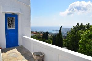 Traditional cycladic house with view in Andros Andros Greece