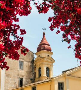 City walls sea view Corfu Greece