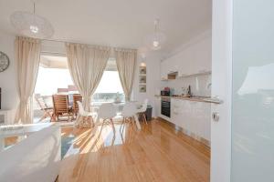 Blue sky, modern sea view apartment