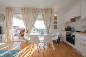 Blue sky, modern sea view apartment