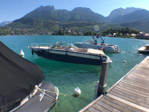 Appartements Logement atypique avec vue unique panoramique sur le lac d’Annecy, dans une residence avec plage et ponton privee sur la commune de Duingt (Rive gauche du lac). : photos des chambres