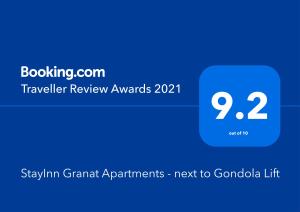 StayInn Granat Apartments  next to Gondola Lift