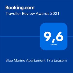 BLUE MARINE APARTAMENT 19 z Tarasem i widokiem na morze przy plaży