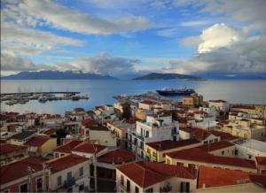 Aegina Blue Sea and Town Views Aegina Greece