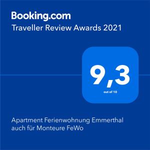Apartment Ferienwohnung Emmerthal auch für Monteure FeWo