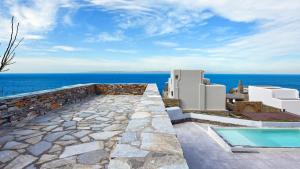 Stone villa with a sea water swimming pool and a sea and sunset view Kea Greece