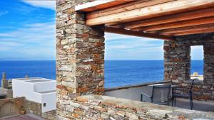 Stone villa with a sea water swimming pool and a sea and sunset view Kea Greece