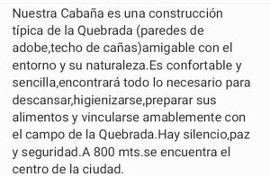 Cabaña El Cardón,casita en el campo quebradeño