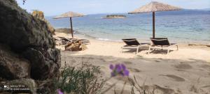 Stone built house next to the beach Ammouliani Greece