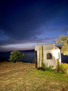 Stone built house next to the beach Ammouliani Greece