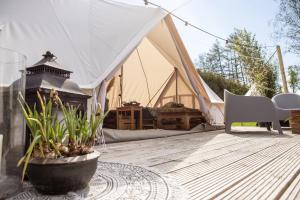 Glamplodge met privé sanitair