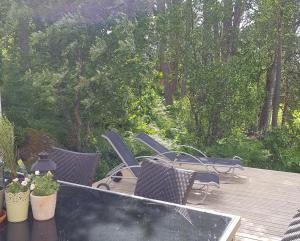 Hirsihuvila, sauna ja kylpyamme, levollista olemista