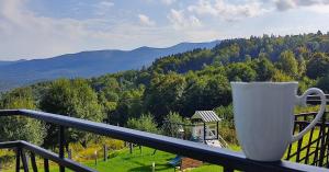 Domki Na Skale z widokiem na panoramę Karkonoszy