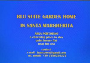 BLUE SUITE GARDEN FLAT in SANTA MARGHERITA