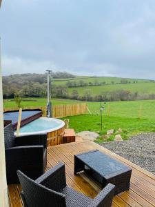 Private country caravan surrounded by fields