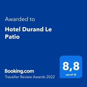 Hotels Hotel Durand Le Patio : photos des chambres
