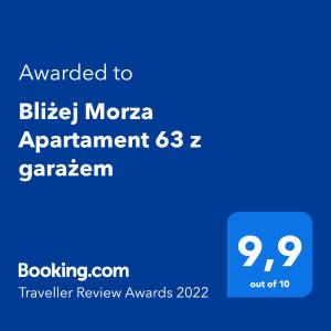 Bliżej Morza Apartament 63 z garażem